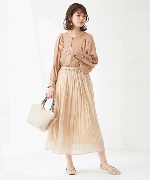 natural couture（ナチュラルクチュール）の「オーロラシアープリーツスカート（スカート・レディース・カーキ/サックスブルー/ラベンダー/ライトベージュ・FREE）」の9枚目の写真