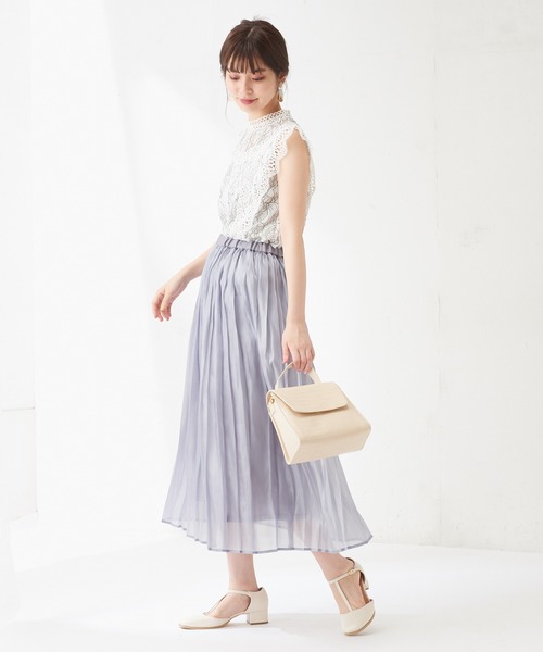 natural couture（ナチュラルクチュール）の「オーロラシアープリーツスカート（スカート・レディース・カーキ/サックスブルー/ラベンダー/ライトベージュ・FREE）」の15枚目の写真