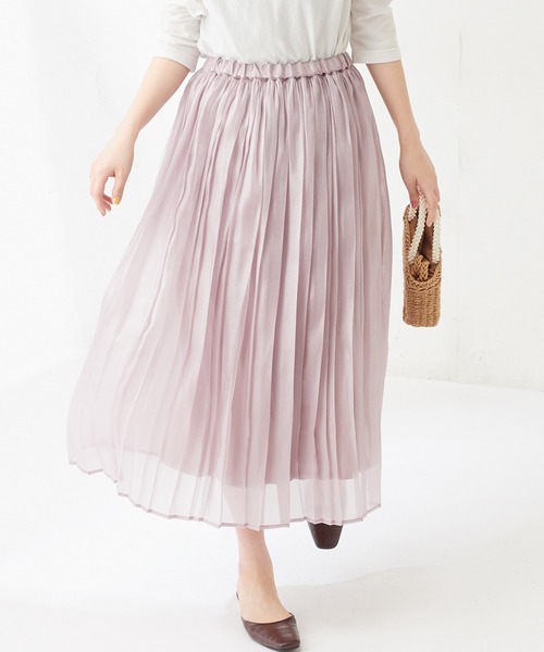 natural couture（ナチュラルクチュール）の「オーロラシアープリーツスカート（スカート・レディース・カーキ/サックスブルー/ラベンダー/ライトベージュ・FREE）」の18枚目の写真