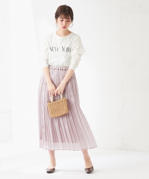 natural couture（ナチュラルクチュール）の「オーロラシアープリーツスカート（スカート・レディース・カーキ/サックスブルー/ラベンダー/ライトベージュ・FREE）」の8枚目の写真