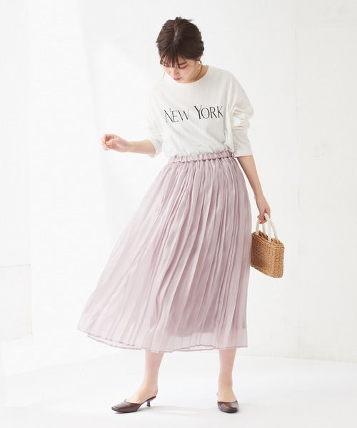 natural couture（ナチュラルクチュール）の「オーロラシアープリーツスカート（スカート・レディース・カーキ/サックスブルー/ラベンダー/ライトベージュ・FREE）」の6枚目の写真