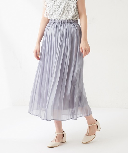 natural couture（ナチュラルクチュール）の「オーロラシアープリーツスカート（スカート・レディース・カーキ/サックスブルー/ラベンダー/ライトベージュ・FREE）」の21枚目の写真
