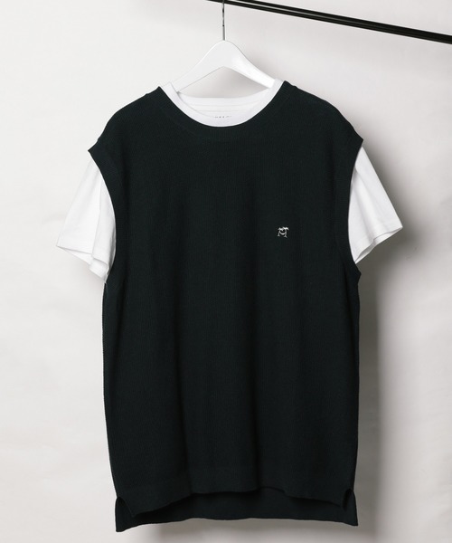 BAYFLOW(ベイフロー)の「レイヤードニットベスト S/S TEE(ベスト・メンズ・ネイビー/ブラウン/グリーン・SMALL/MEDIUM/LARGE)」の1枚目の写真