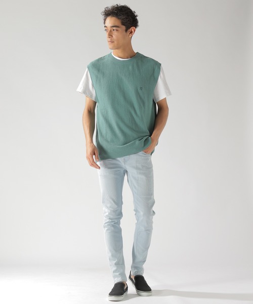 BAYFLOW(ベイフロー)の「レイヤードニットベスト S/S TEE(ベスト・メンズ・ネイビー/ブラウン/グリーン・SMALL/MEDIUM/LARGE)」の6枚目の写真