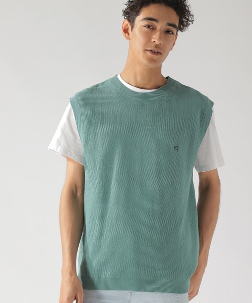BAYFLOW(ベイフロー)の「レイヤードニットベスト S/S TEE(ベスト・メンズ・ネイビー/ブラウン/グリーン・SMALL/MEDIUM/LARGE)」の5枚目の写真