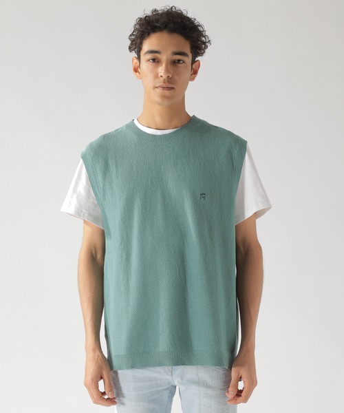 BAYFLOW(ベイフロー)の「レイヤードニットベスト S/S TEE(ベスト・メンズ・ネイビー/ブラウン/グリーン・SMALL/MEDIUM/LARGE)」の8枚目の写真