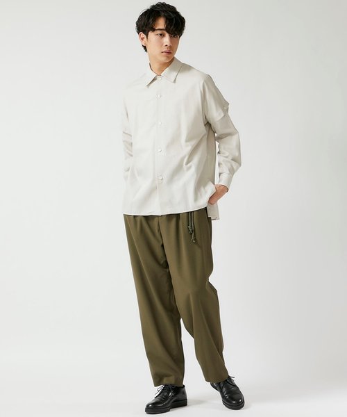 ETHOSENS（エトセンス）の「【ETHOSENS】ロープベルトテーパードトラウザー（スラックス・メンズ・カーキ・2/3）」の7枚目の写真