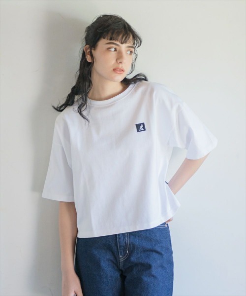 KANGOL(カンゴール)の「KANGOL【カンゴール】ドロップショルダーショート丈バックロゴ半袖Tシャツ(Tシャツ/カットソー・レディース・ホワイト/ブラック/チャコール・M/L/XL)」の5枚目の写真