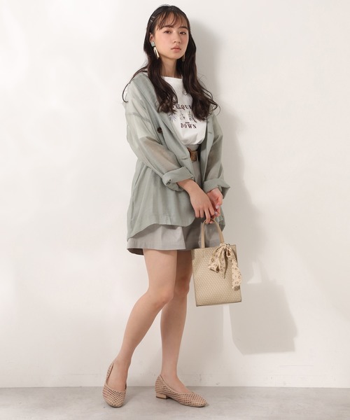 one after another NICE CLAUP(ワンアフターアナザーナイスクラップ)の「シアーテーラードジャケット(テーラードジャケット・レディース・パープル/オフホワイト/オリーブ/アイボリー・FREE)」の18枚目の写真
