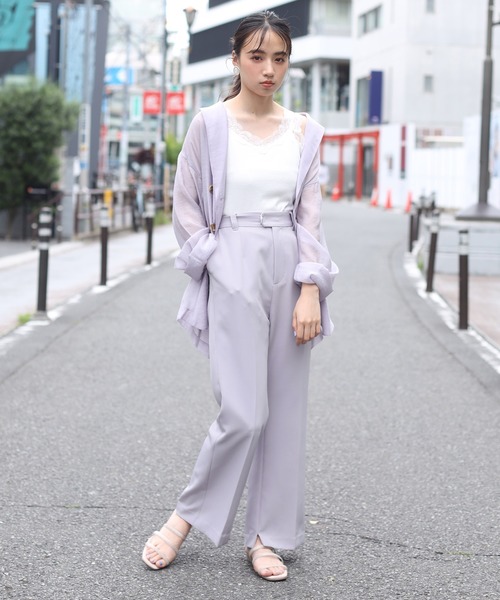one after another NICE CLAUP(ワンアフターアナザーナイスクラップ)の「シアーテーラードジャケット(テーラードジャケット・レディース・パープル/オフホワイト/オリーブ/アイボリー・FREE)」の15枚目の写真