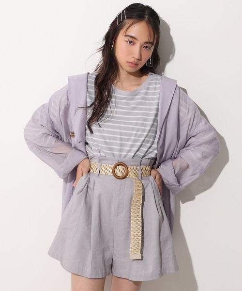 one after another NICE CLAUP(ワンアフターアナザーナイスクラップ)の「シアーテーラードジャケット(テーラードジャケット・レディース・パープル/オフホワイト/オリーブ/アイボリー・FREE)」の6枚目の写真