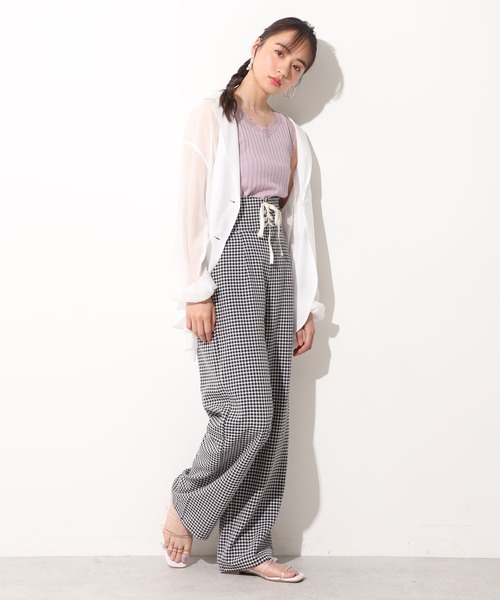 one after another NICE CLAUP(ワンアフターアナザーナイスクラップ)の「シアーテーラードジャケット(テーラードジャケット・レディース・パープル/オフホワイト/オリーブ/アイボリー・FREE)」の12枚目の写真