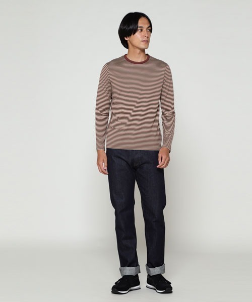 SUNSPEL(サンスペル)の「SUNSPEL / MEN’S?Q82 STRIPE LONG SLEEVE CREW(Tシャツ/カットソー・メンズ・ダークグリーン/ワインレッド・SMALL/MEDIUM/LARGE/X-LARGE)」の4枚目の写真