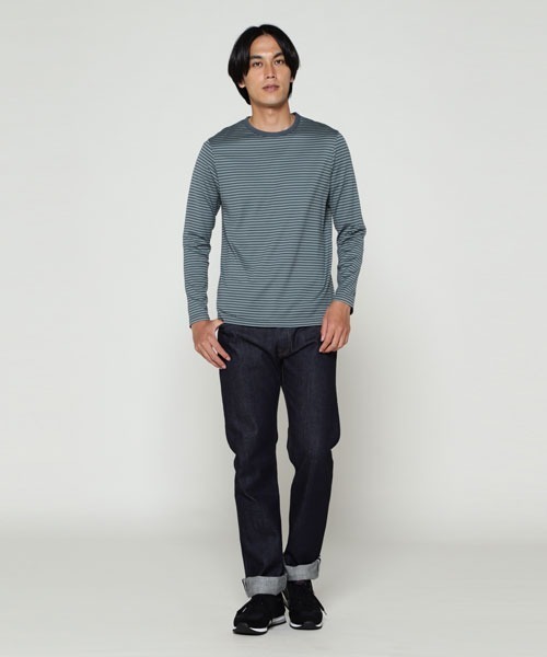 SUNSPEL(サンスペル)の「SUNSPEL / MEN’S?Q82 STRIPE LONG SLEEVE CREW(Tシャツ/カットソー・メンズ・ダークグリーン/ワインレッド・SMALL/MEDIUM/LARGE/X-LARGE)」の7枚目の写真