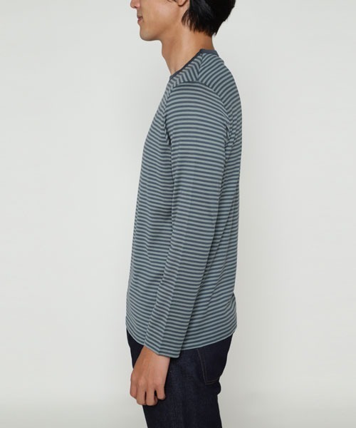 SUNSPEL(サンスペル)の「SUNSPEL / MEN’S?Q82 STRIPE LONG SLEEVE CREW(Tシャツ/カットソー・メンズ・ダークグリーン/ワインレッド・SMALL/MEDIUM/LARGE/X-LARGE)」の8枚目の写真