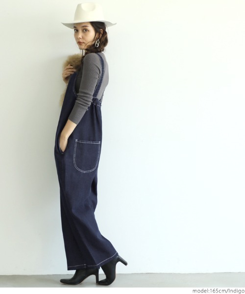 coca（coca）（コカ）の「フロントジップデニムサロペット（サロペット/オーバーオール・レディース・インディゴブルー・ONE SIZE）」の3枚目の写真