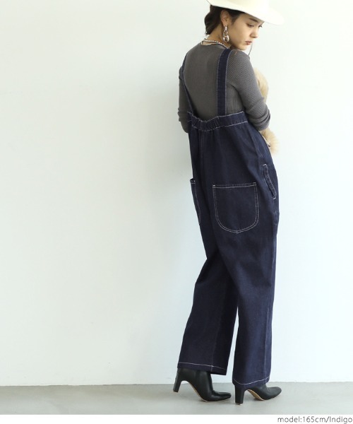 coca（coca）（コカ）の「フロントジップデニムサロペット（サロペット/オーバーオール・レディース・インディゴブルー・ONE SIZE）」の4枚目の写真