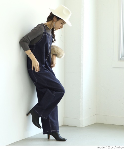 coca（coca）（コカ）の「フロントジップデニムサロペット（サロペット/オーバーオール・レディース・インディゴブルー・ONE SIZE）」の5枚目の写真