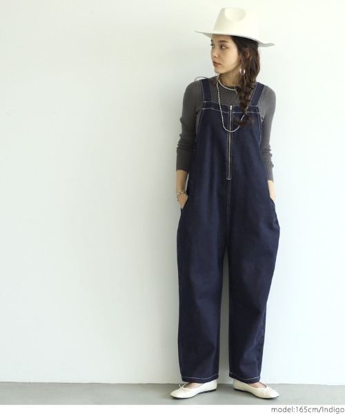 coca（coca）（コカ）の「フロントジップデニムサロペット（サロペット/オーバーオール・レディース・インディゴブルー・ONE SIZE）」の6枚目の写真