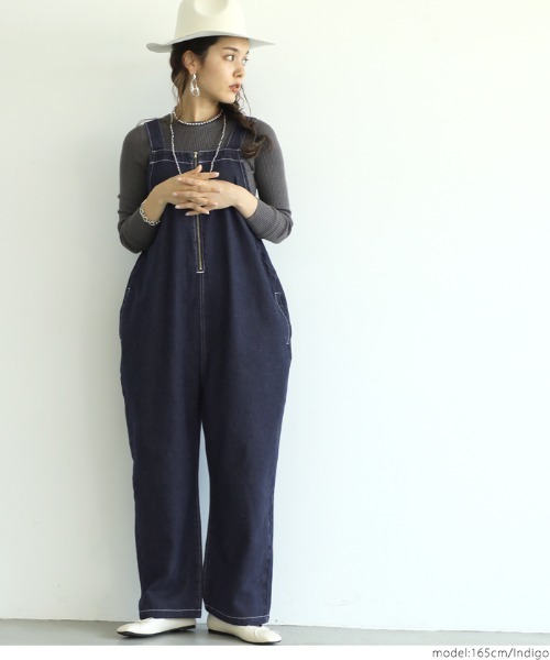 coca（coca）（コカ）の「フロントジップデニムサロペット（サロペット/オーバーオール・レディース・インディゴブルー・ONE SIZE）」の9枚目の写真