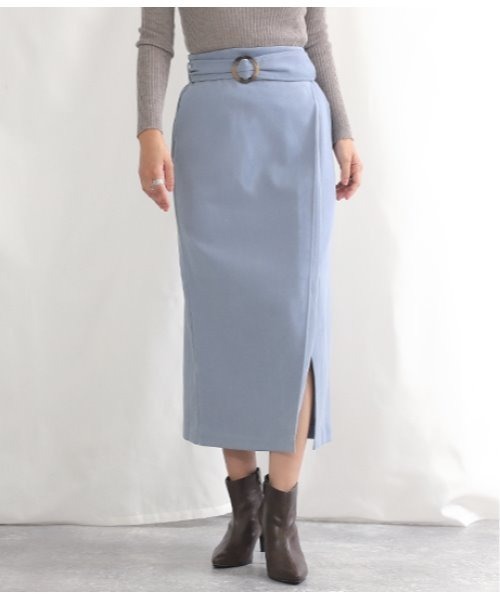 Alluge（アルージュ）の「ラップデザインベルト付スカート（スカート・レディース・ベージュ/サックスブルー/ミント・FREE）」の3枚目の写真