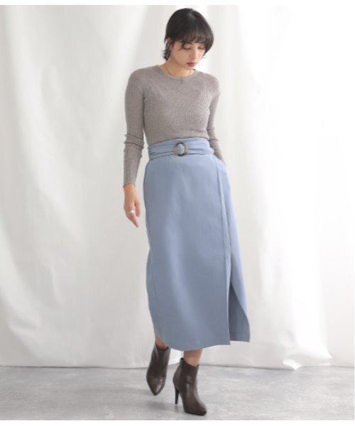 Alluge（アルージュ）の「ラップデザインベルト付スカート（スカート・レディース・ベージュ/サックスブルー/ミント・FREE）」の9枚目の写真