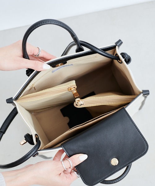 DouDou(ドゥドゥ)の「タテ型スマートトート(トートバッグ・レディース・ブラウン/アイボリー・FREE)」の17枚目の写真