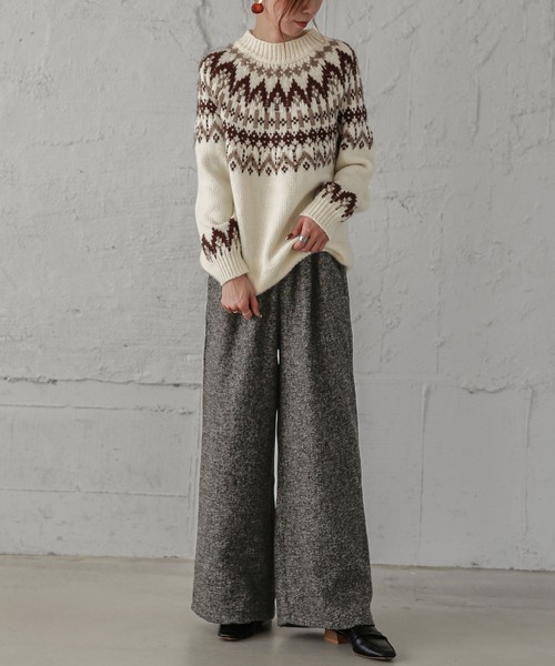 La-gemme（ラジェム）の「ウールライクワイドパンツ（その他パンツ・レディース・ライトグレー/ブラック/ダークグレー/グレー系その他/チェック・M/L）」の4枚目の写真