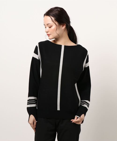 セール Interplanet インタープラネット のニット セーター ミラノリブランダムストライプ袖口スリットプルオーバー をセール価格で購入できます Interplanet Actuel ミラノリブランダムストライプ袖口スリットプルオーバー ニット セーター ニット