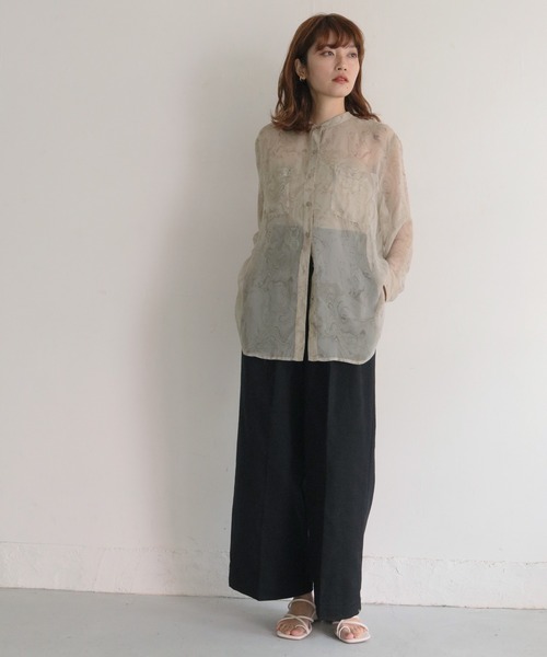 CLEIO（クレイオ）の「【CLEIO】マーブルストーンシアーシャツ（シャツ/ブラウス・レディース・グレイッシュベージュ/ブラウン・FREE）」の15枚目の写真