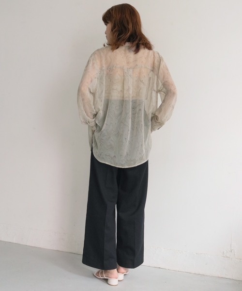 CLEIO（クレイオ）の「【CLEIO】マーブルストーンシアーシャツ（シャツ/ブラウス・レディース・グレイッシュベージュ/ブラウン・FREE）」の22枚目の写真