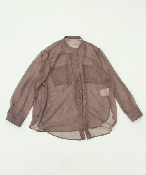 CLEIO（クレイオ）の「【CLEIO】マーブルストーンシアーシャツ（シャツ/ブラウス・レディース・グレイッシュベージュ/ブラウン・FREE）」の16枚目の写真