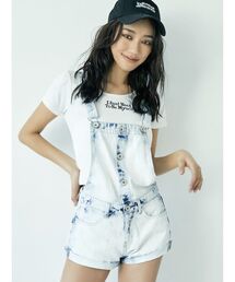 フロントボタンTiedyeデニムサロペショーパン