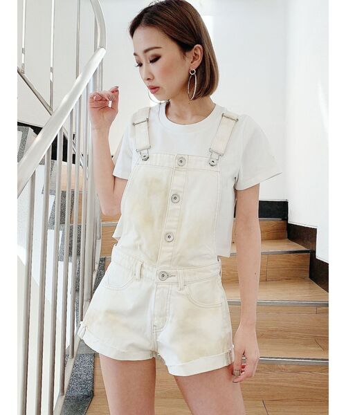 GYDA（ジェイダ）の「フロントボタンTiedyeデニムサロペショー