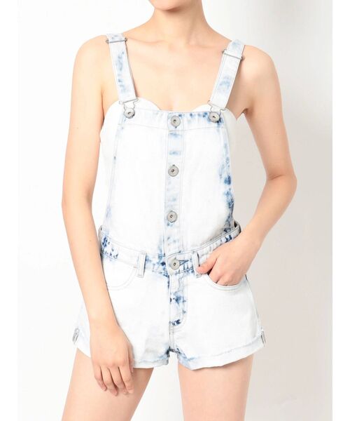 GYDA（ジェイダ）の「フロントボタンTiedyeデニムサロペショーパン（サロペット/オーバーオール・レディース・アイボリー/ライトブルー・SMALL/MEDIUM）」の14枚目の写真