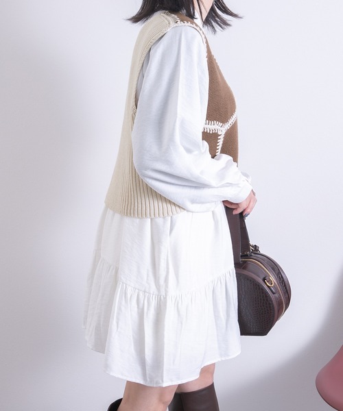 PairPair（ペアペア）の「配色パッチワークベスト(レディース/リンクアイテム)（ベスト・レディース・ブラウン・FREE）」の4枚目の写真