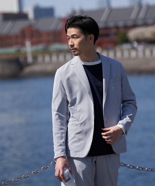 417 EDIFICE(フォーワンセブンエディフィス)の「◆【ジャケット+パンツの2点セット】ライトサッカー スペシャルセットアップ(テーラードジャケット・メンズ・ブラック/ネイビー/ブラウン/カーキ/ネイビー系・SMALL/MEDIUM/LARGE/X-LARGE)」の5枚目の写真