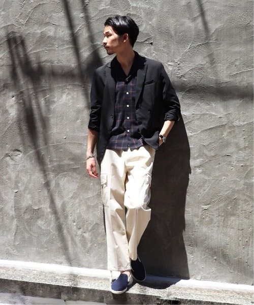 417 EDIFICE(フォーワンセブンエディフィス)の「◆【ジャケット+パンツの2点セット】ライトサッカー スペシャルセットアップ(テーラードジャケット・メンズ・ブラック/ネイビー/ブラウン/カーキ/ネイビー系・SMALL/MEDIUM/LARGE/X-LARGE)」の2枚目の写真