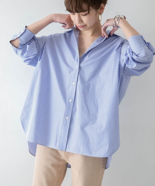 URBAN RESEARCH（アーバンリサーチ）の「ワイドカフオーバーシャツ（シャツ/ブラウス・レディース・ストライプ/ホワイト/ベージュ・FREE）」の18枚目の写真