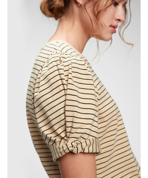 GAP（ギャップ）の「パフスリーブTシャツ（Tシャツ/カットソー・レディース・ベージュ/ホワイト×ネイビー・XL/L/M/S/XXS/XS）」の14枚目の写真