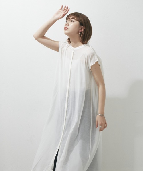 Aunt Marie's（アントマリーズ）の「バックギャザーフレンチスリーブワンピース（ワンピース・レディース・ホワイト/ブラック/ブルー/グリーン・FREE）」の11枚目の写真