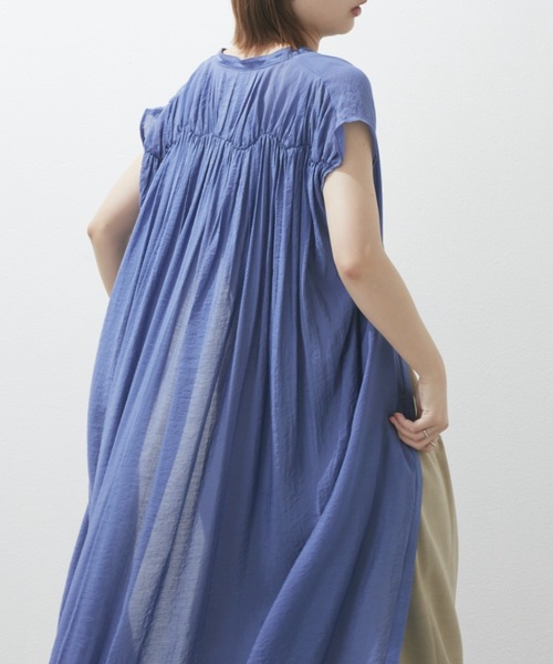 Aunt Marie's（アントマリーズ）の「バックギャザーフレンチスリーブワンピース（ワンピース・レディース・ホワイト/ブラック/ブルー/グリーン・FREE）」の9枚目の写真