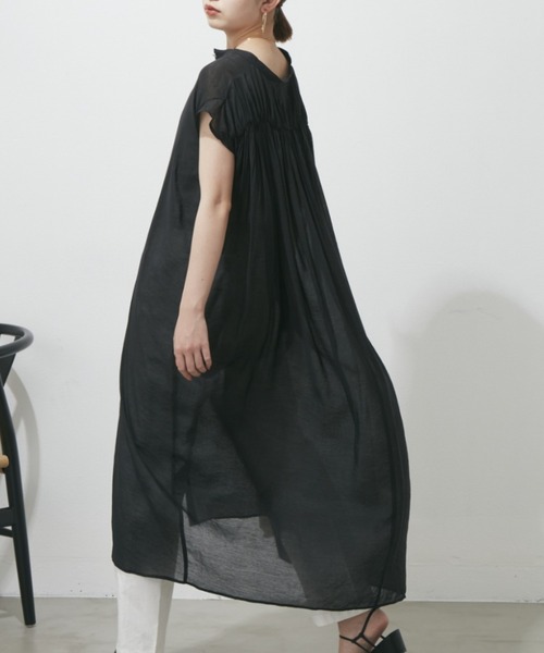 Aunt Marie's（アントマリーズ）の「バックギャザーフレンチスリーブワンピース（ワンピース・レディース・ホワイト/ブラック/ブルー/グリーン・FREE）」の19枚目の写真