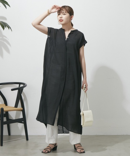 Aunt Marie's（アントマリーズ）の「バックギャザーフレンチスリーブワンピース（ワンピース・レディース・ホワイト/ブラック/ブルー/グリーン・FREE）」の13枚目の写真