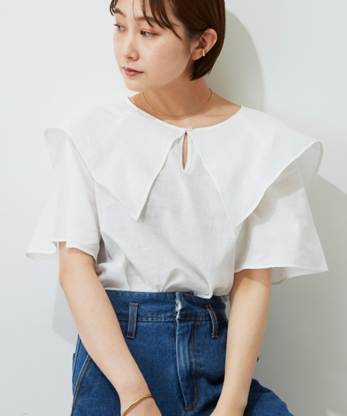 Auntie Rosa Holiday(アンティローザホリデー)の「ビッグカラーブラウス(シャツ/ブラウス・レディース・オフホワイト/ブラック・FREE)」の3枚目の写真