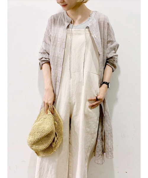 Samansa Mos2 blue（サマンサモスモスブルー）の「ビッグシアーシャツ（シャツ/ブラウス・レディース・チャコール/ベージュ/オフホワイト/イエロー・ﾌﾘ-）」の4枚目の写真