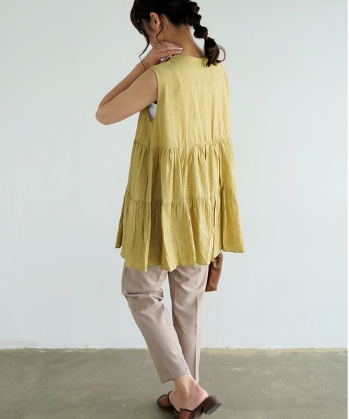 Chiaro（キアロ）の「楊柳ティアードノースリーブブラウス（シャツ/ブラウス・レディース・オリーブ/アイボリー/ブラック/オレンジ/ベージュ・FREE）」の16枚目の写真