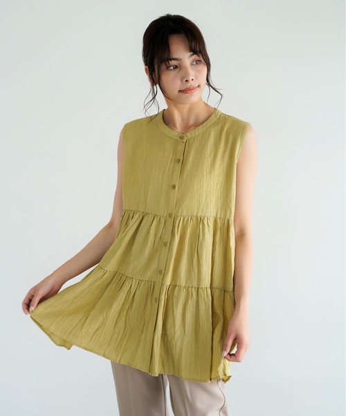 Chiaro（キアロ）の「楊柳ティアードノースリーブブラウス（シャツ/ブラウス・レディース・オリーブ/アイボリー/ブラック/オレンジ/ベージュ・FREE）」の20枚目の写真