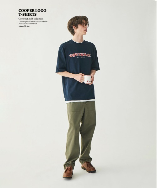 COVERNAT（カバーナット）の「【COVERNAT】COOPER LOGO S/S TEE / カバーナット クーパー ロゴ Tシャツ（Tシャツ/カットソー・メンズ・ホワイト/ミント/ネイビー・SMALL/X-LARGE/LARGE/MEDIUM）」の4枚目の写真