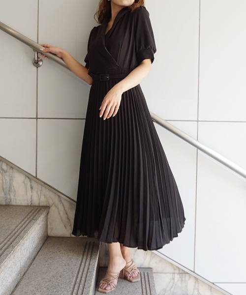 Party ロイヤルパーティー のファッション ワンピース ドレス ウエストベルトプリーツワンピース ワンピース Royal Royal ワンピース Zozo限定